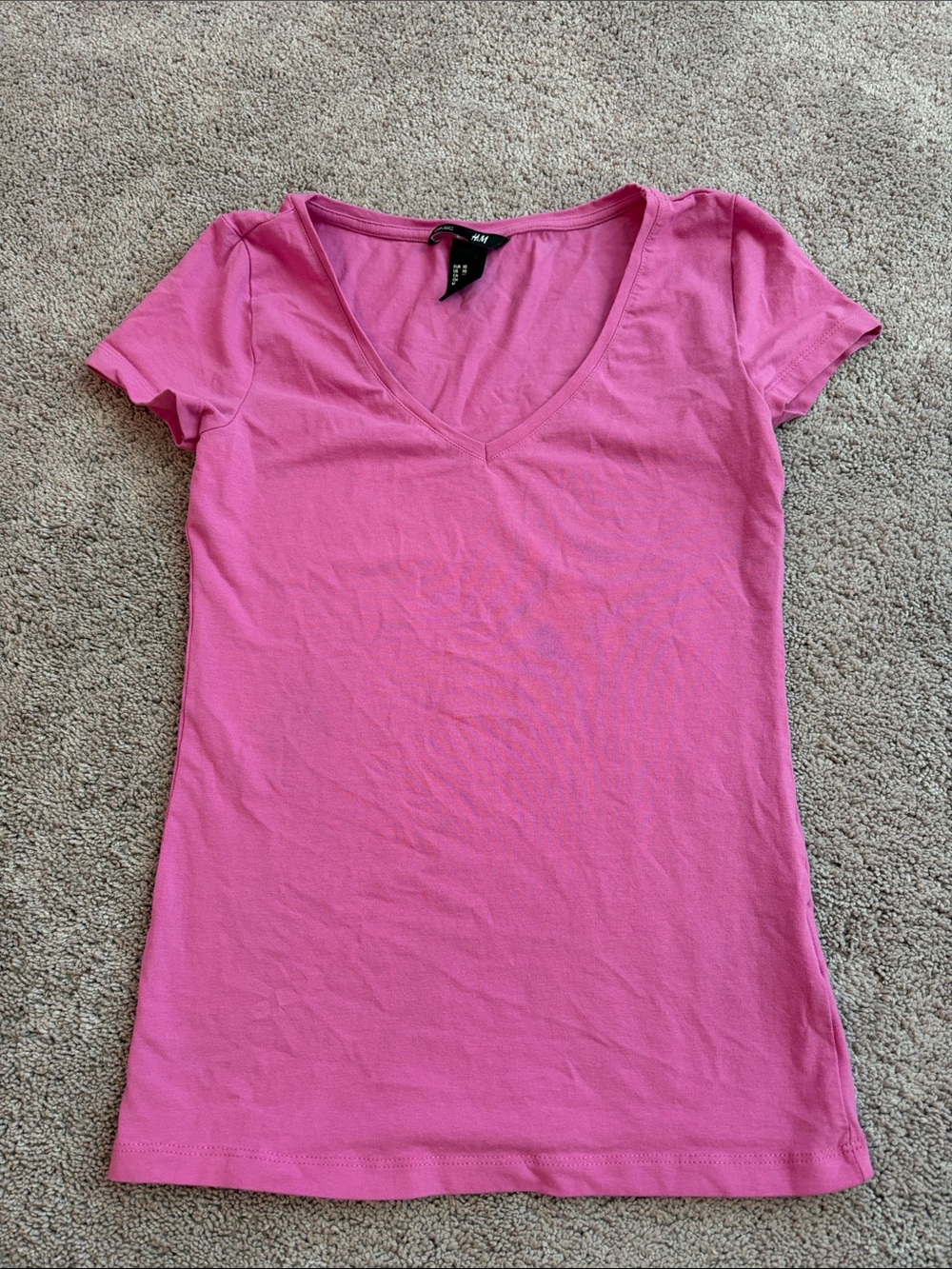 H&M Pink V-Neck Short Sleeve Tee